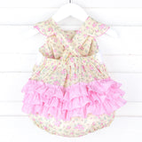 Strawberry Floral Smocked Leah Bubble
