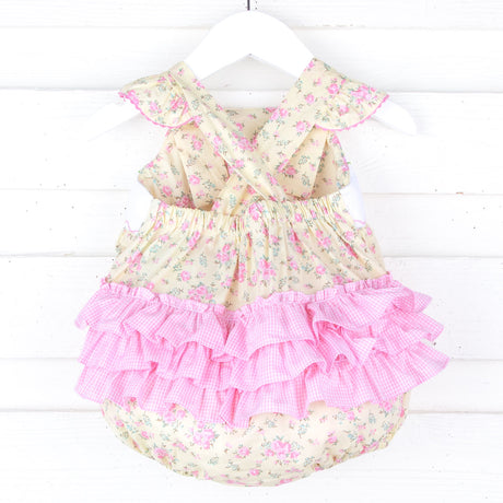 Strawberry Floral Smocked Leah Bubble