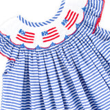 Flag Smocked Navy Stripe Seersucker Dress