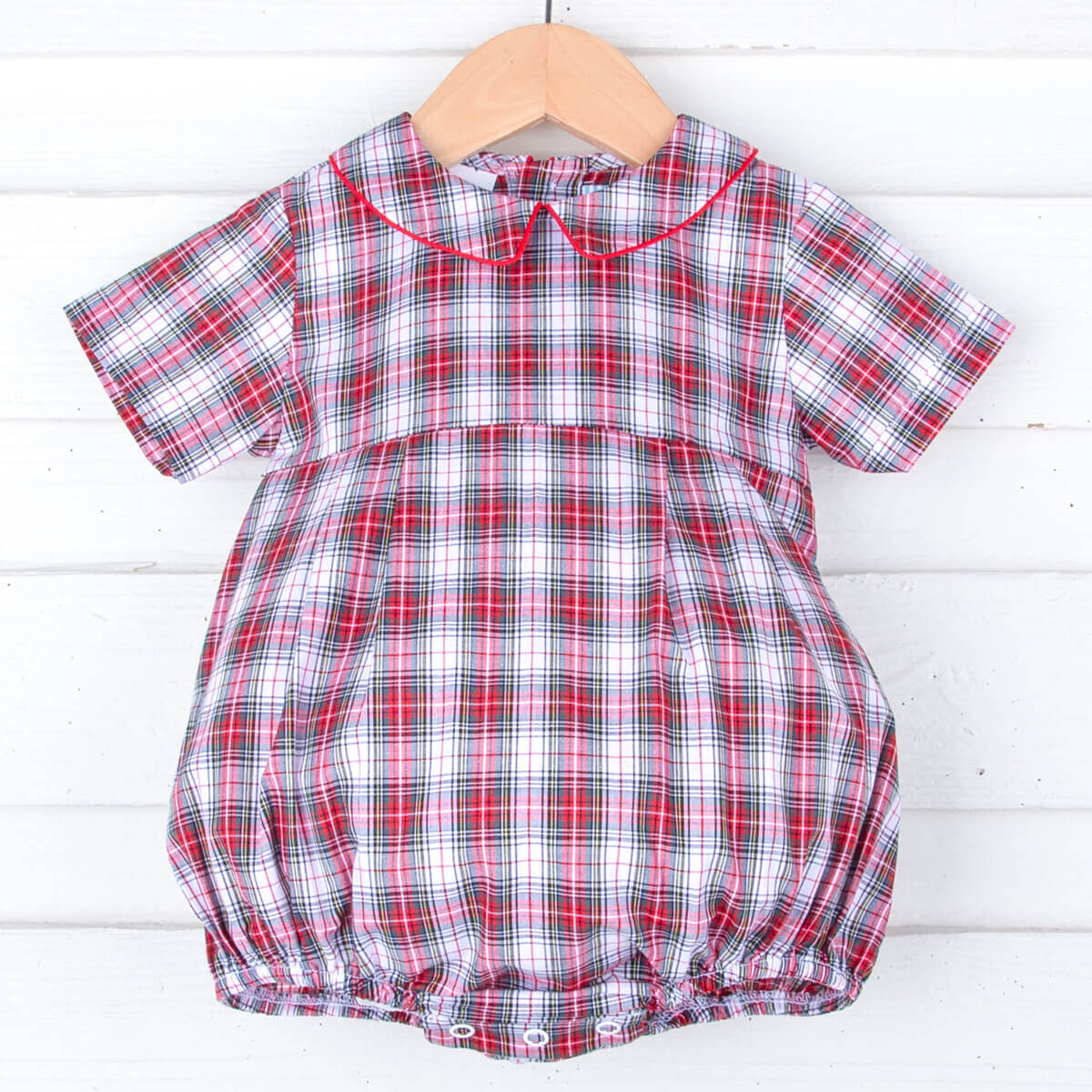 Cream Plaid Collared Bubble