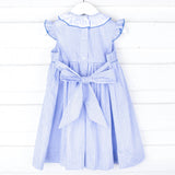 Pumpkin Cutie Smocked Blue Plaid Ruffle Collared Dress