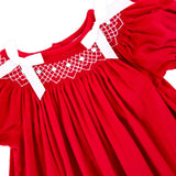 Red Corduroy Smocked Bow Dress