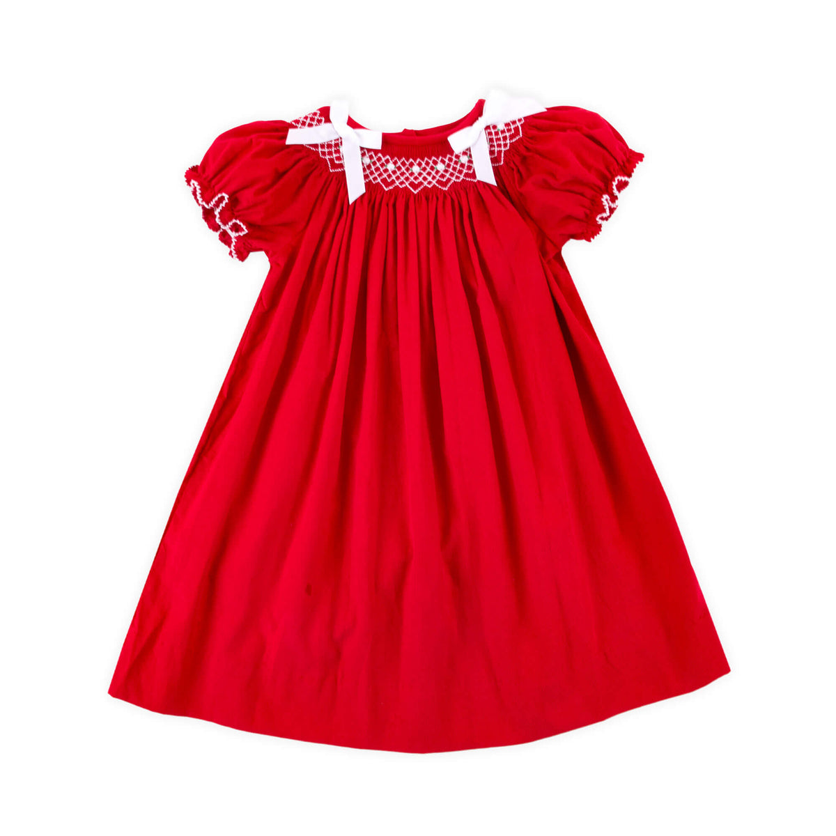 Red Corduroy Smocked Bow Dress