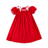 Red Corduroy Smocked Bow Dress