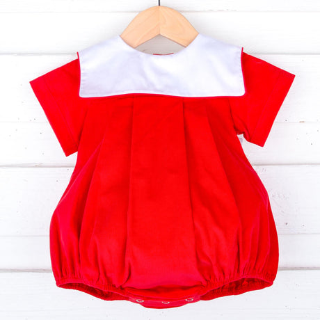 Solid Red Corduroy Bib Bubble