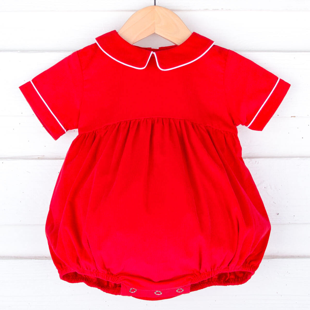 Solid Red Corduroy Collared Bubble