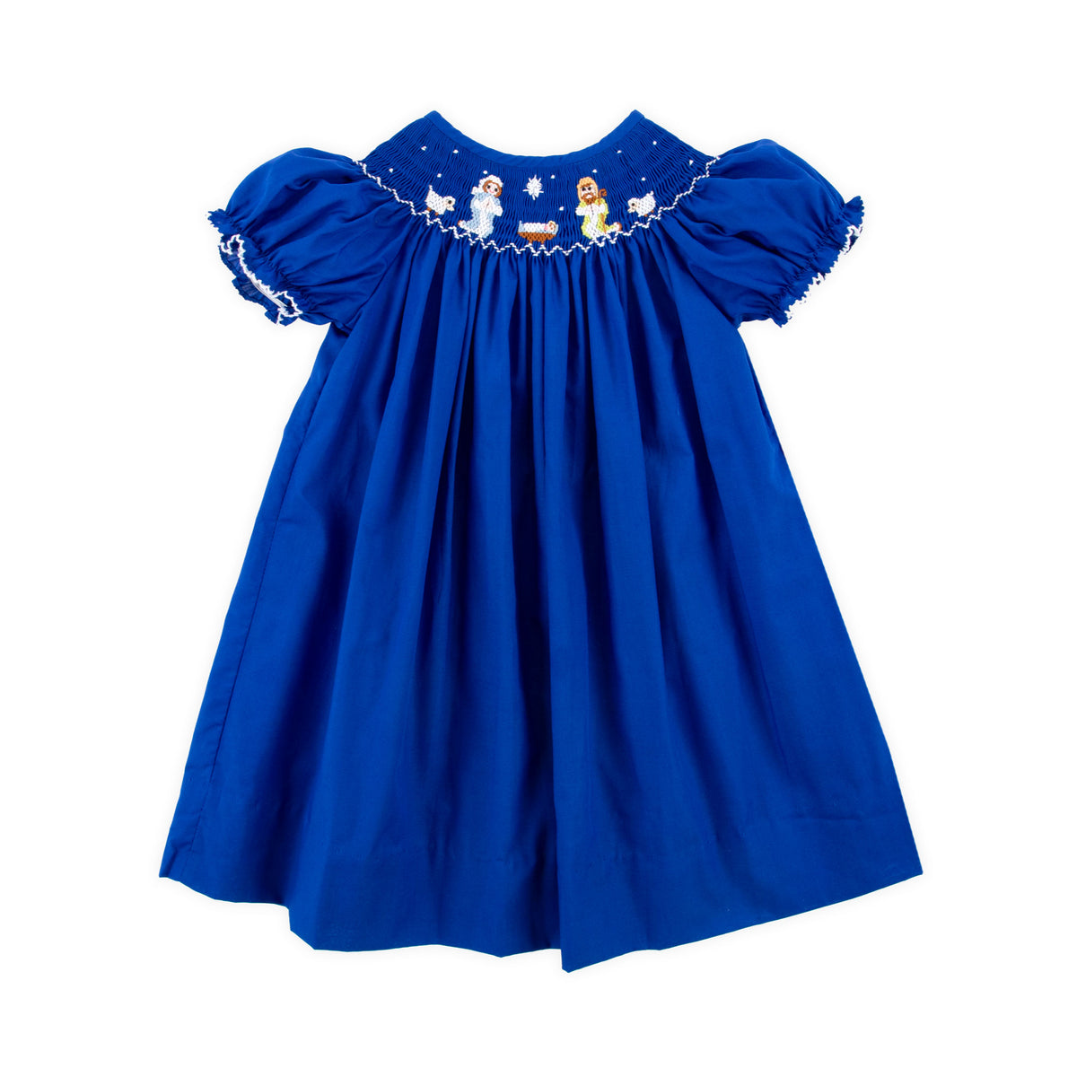 Nativity Smocked Royal Blue Bishop Dress