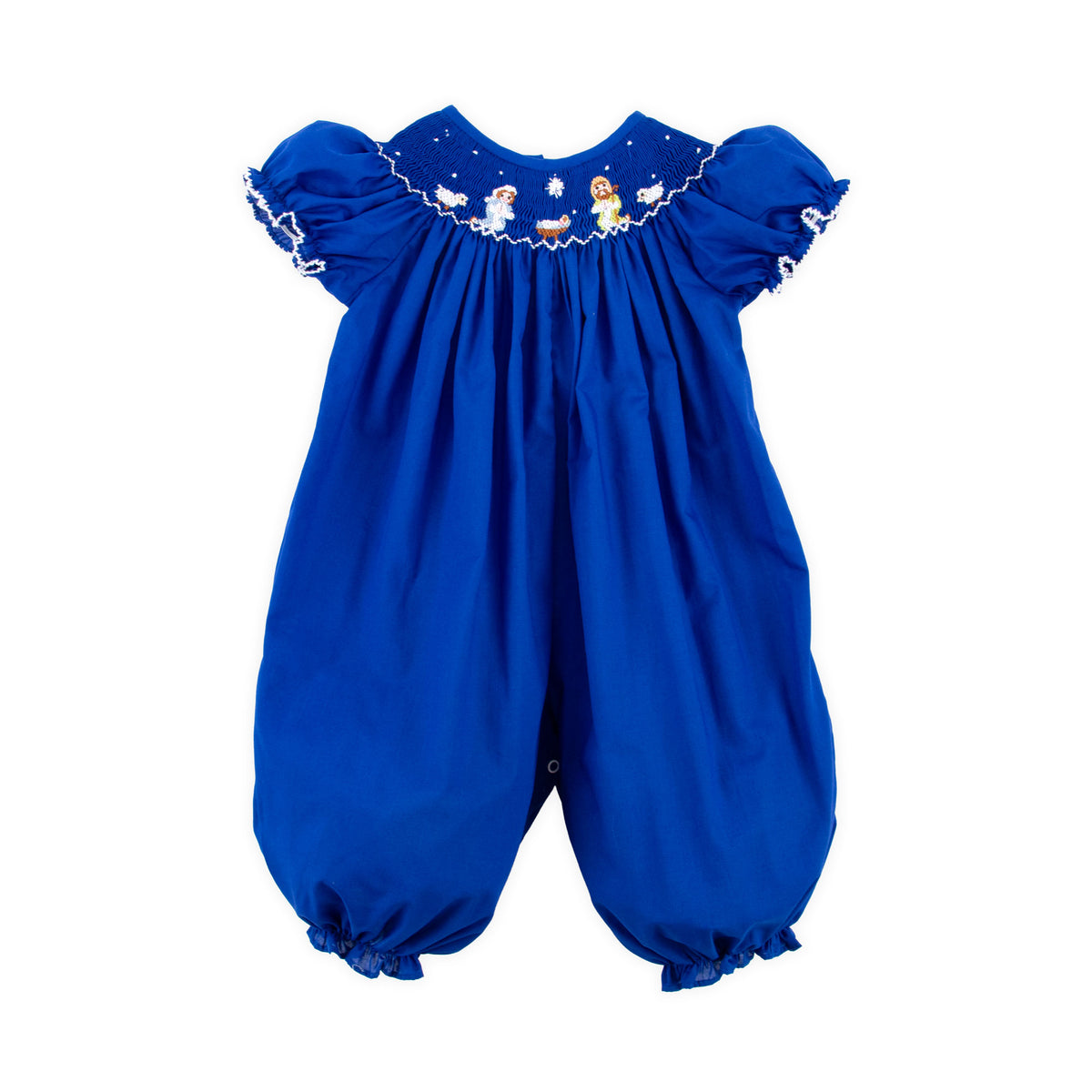 Nativity Smocked Royal Blue Long Bubble