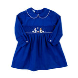 Nativity Smocked Royal Blue Long Sleeve Dress