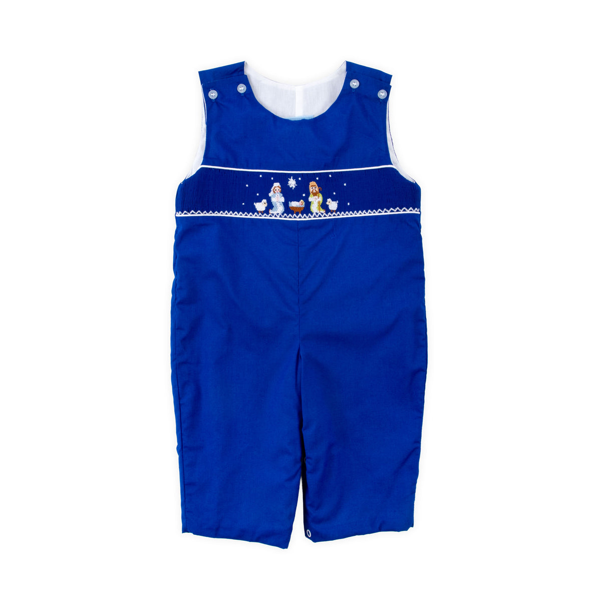 Nativity Smocked Royal Blue Longall
