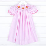 Turkey Smocked Pink Stripe Bishop Dress