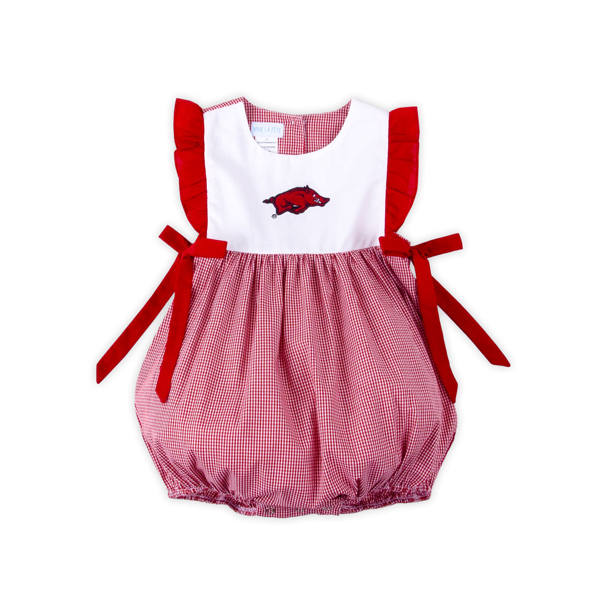 Arkansas Embroidered Red Gingham Bubble