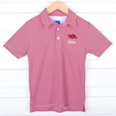 Arkansas Embroidered Red Performance Polo
