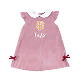FSU Embroidered Maroon Gingham Dress