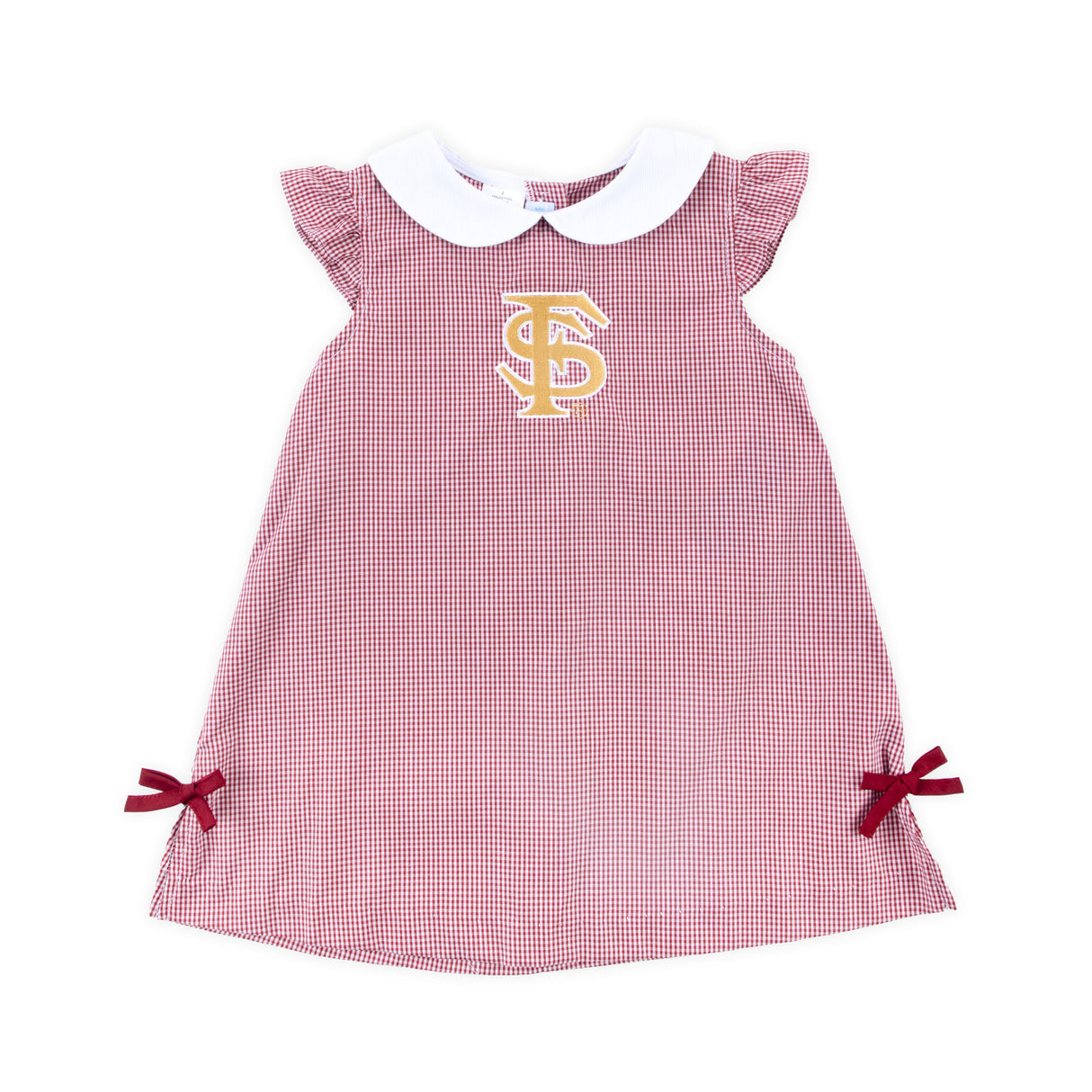 FSU Embroidered Maroon Gingham Dress
