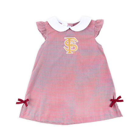 FSU Embroidered Maroon Gingham Dress