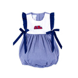 Ole Miss Embroidered Navy Gingham Bubble