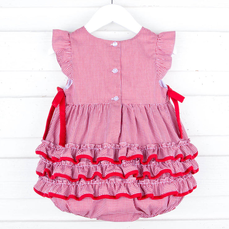 Oklahoma Embroidered Red Ruffle Bubble