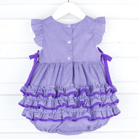 TCU Embroidered Purple Ruffle Bubble