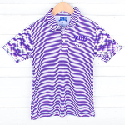 TCU Embroidered Purple Performance Polo