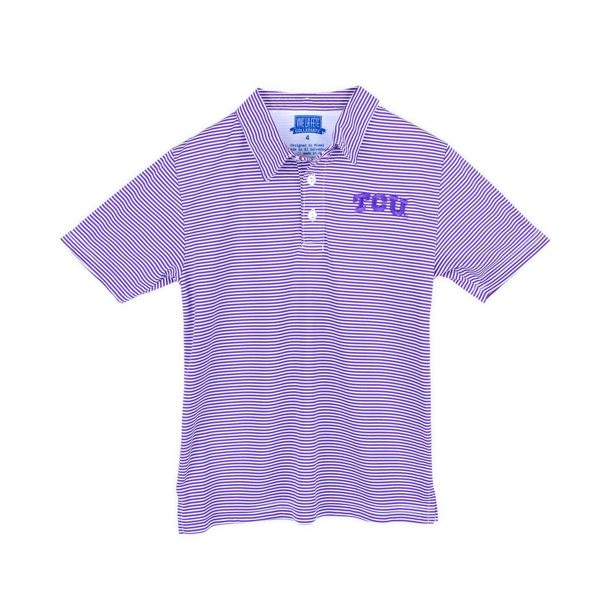TCU Embroidered Purple Performance Polo