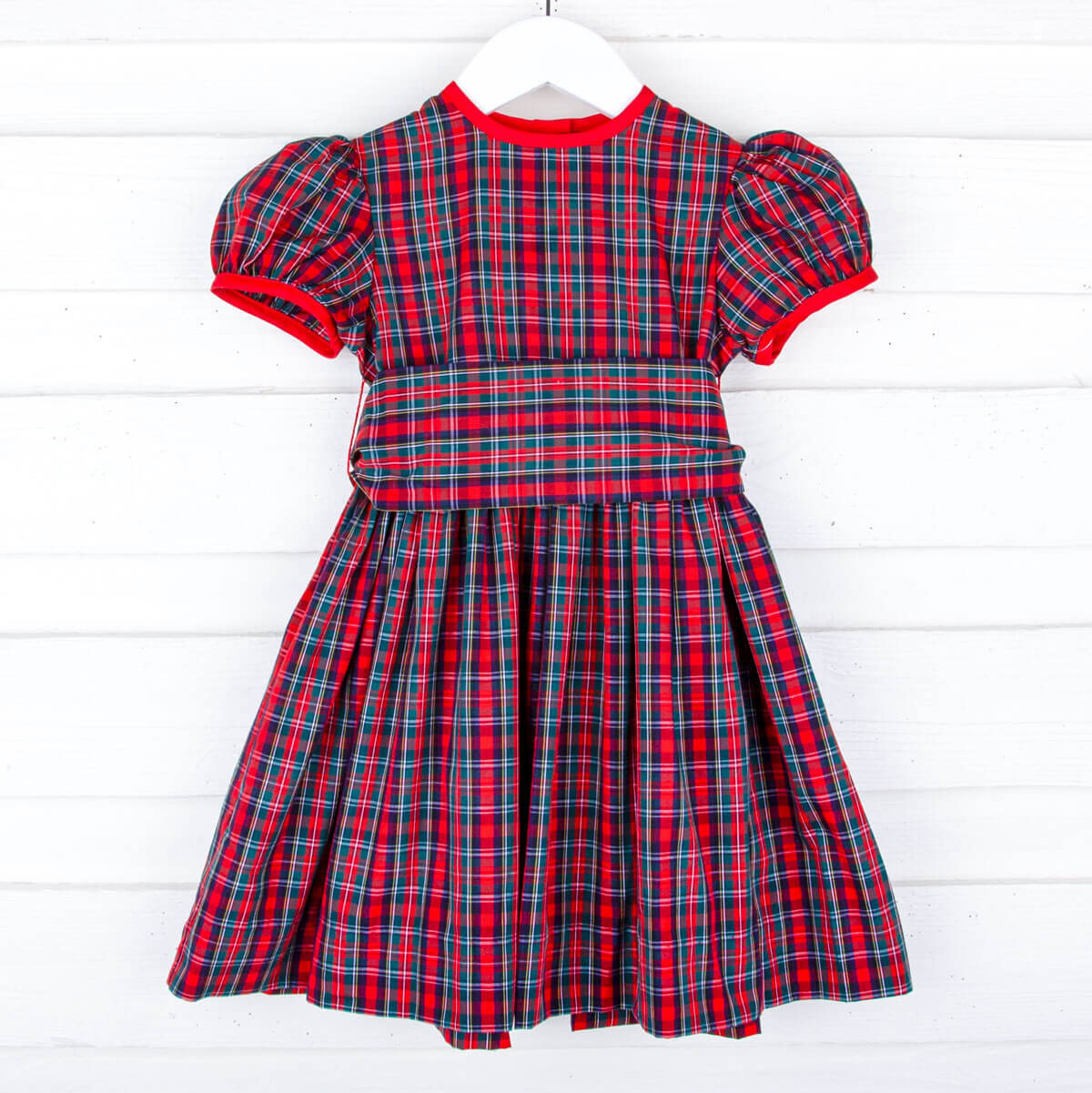 Christmas Eve Plaid Sash Dress