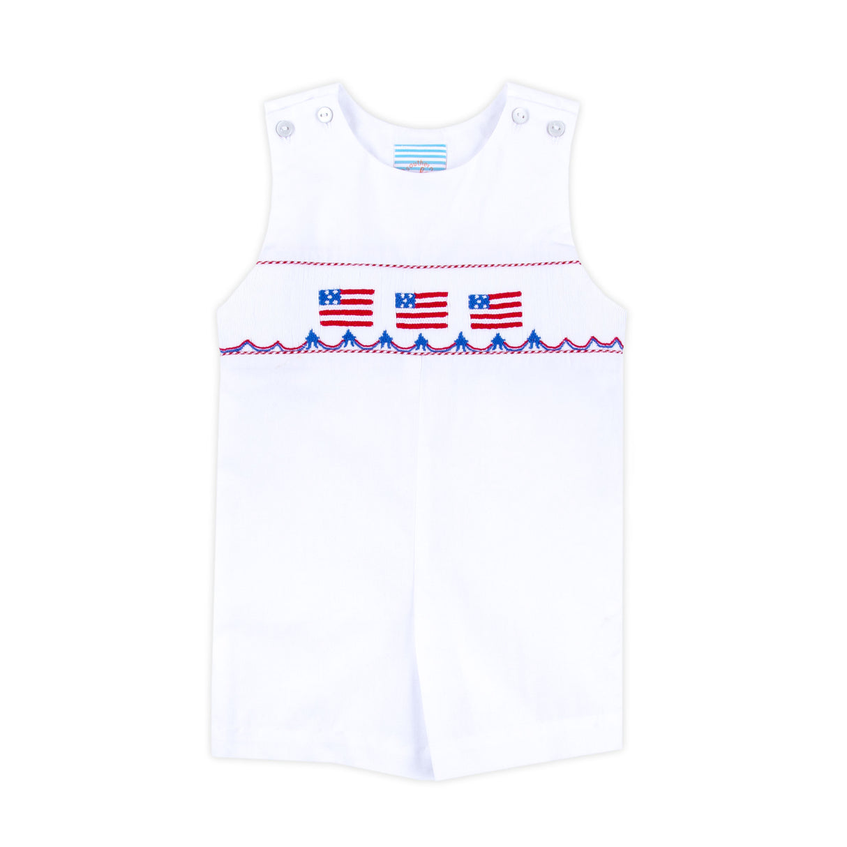 Flag Smocked White Jon Jon