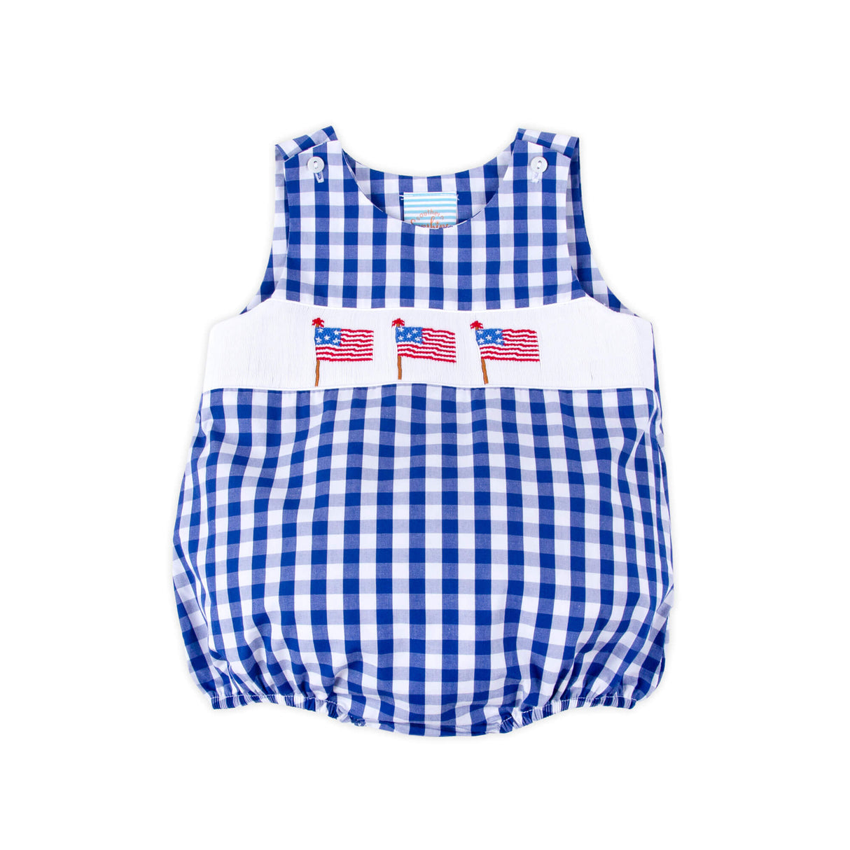 Flag Smocked Royal Gingham Sun Bubble