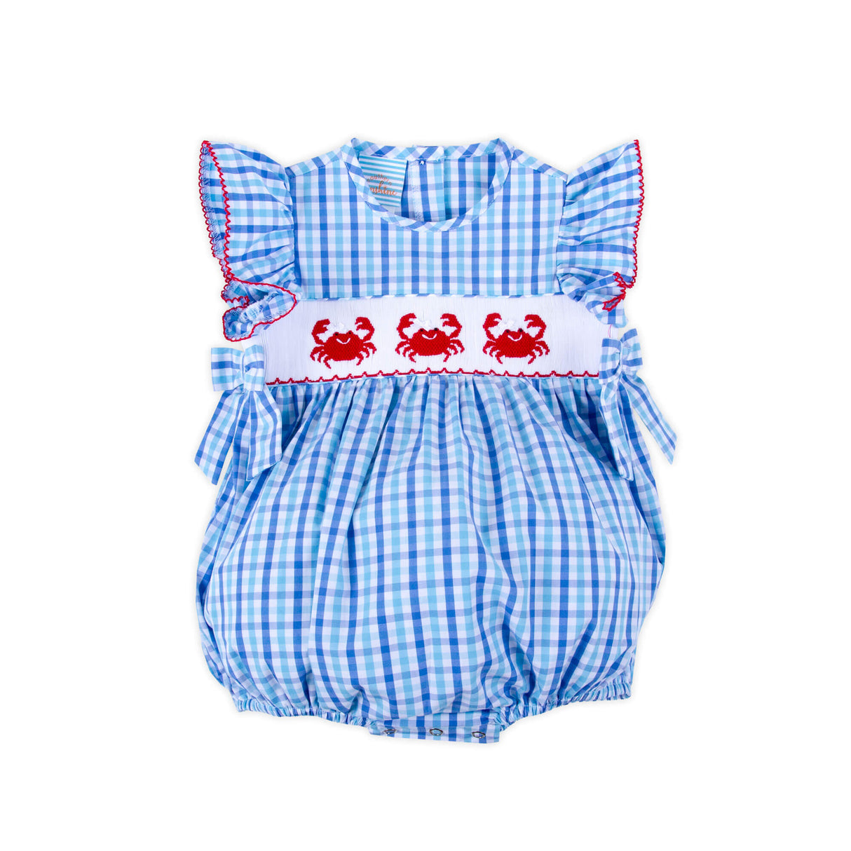 Crab Paradise Smocked Blue Plaid Beverly Bubble