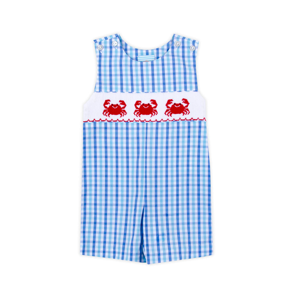 Crab Paradise Smocked Blue Plaid Jon Jon