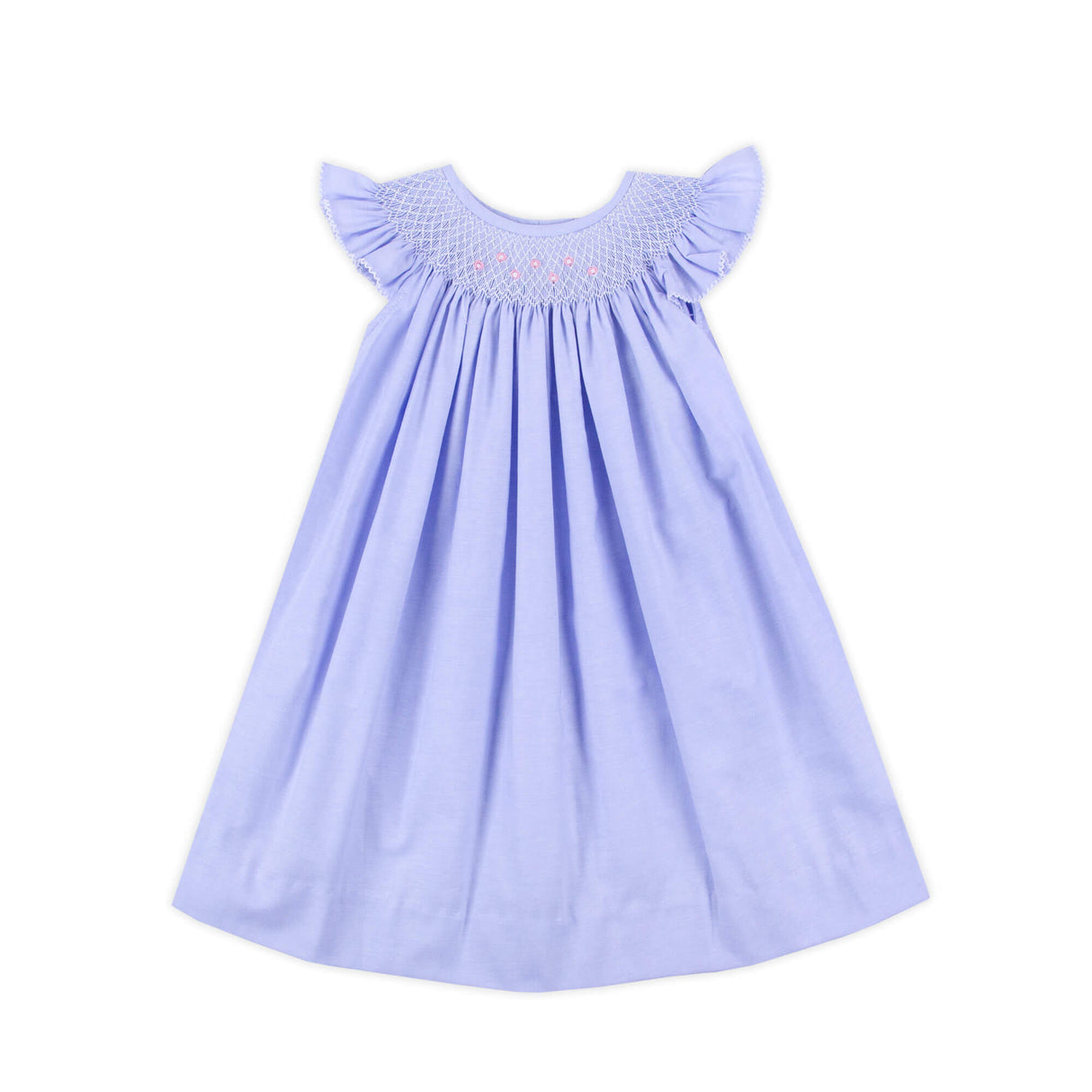 Summer Breeze Geo Smocked Blue Angel Sleeve Dress