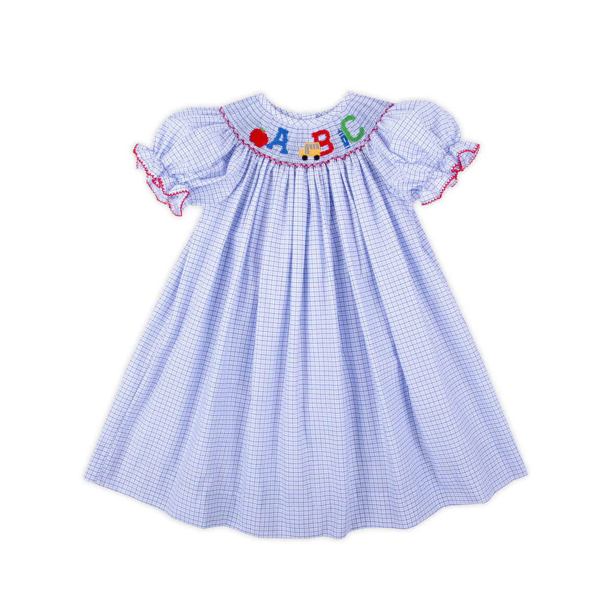 ABC Smocked Blue Windowpane Bishop Dress