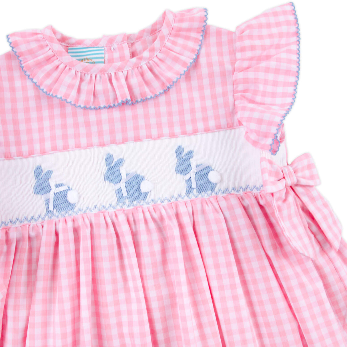 Bunny Tail Smocked Pink Gingham Beverly Dress