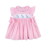 Bunny Tail Smocked Pink Gingham Beverly Dress