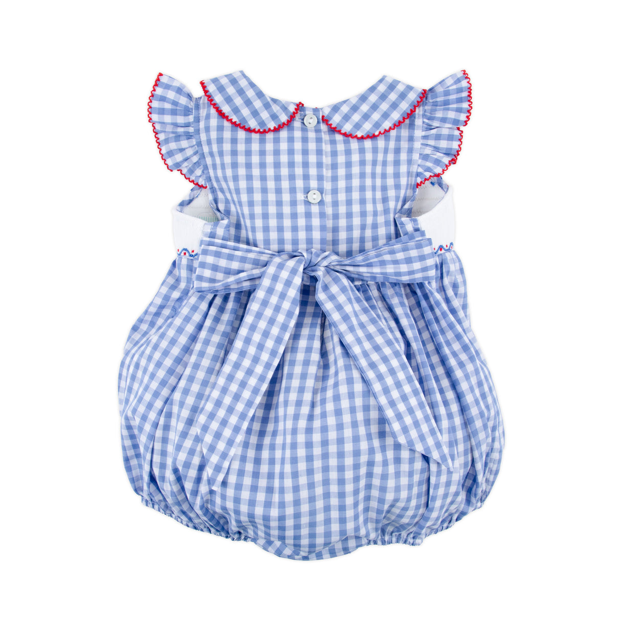 Raise the Flag Blue Gingham Smocked Collared Bubble