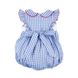 Raise the Flag Blue Gingham Smocked Collared Bubble