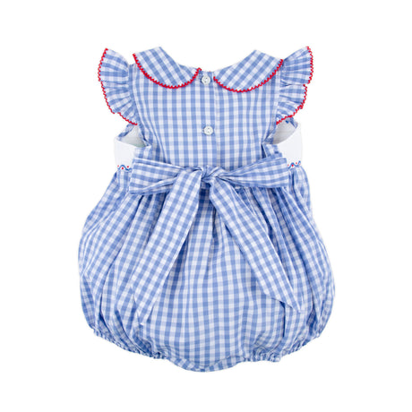 Raise the Flag Blue Gingham Smocked Collared Bubble