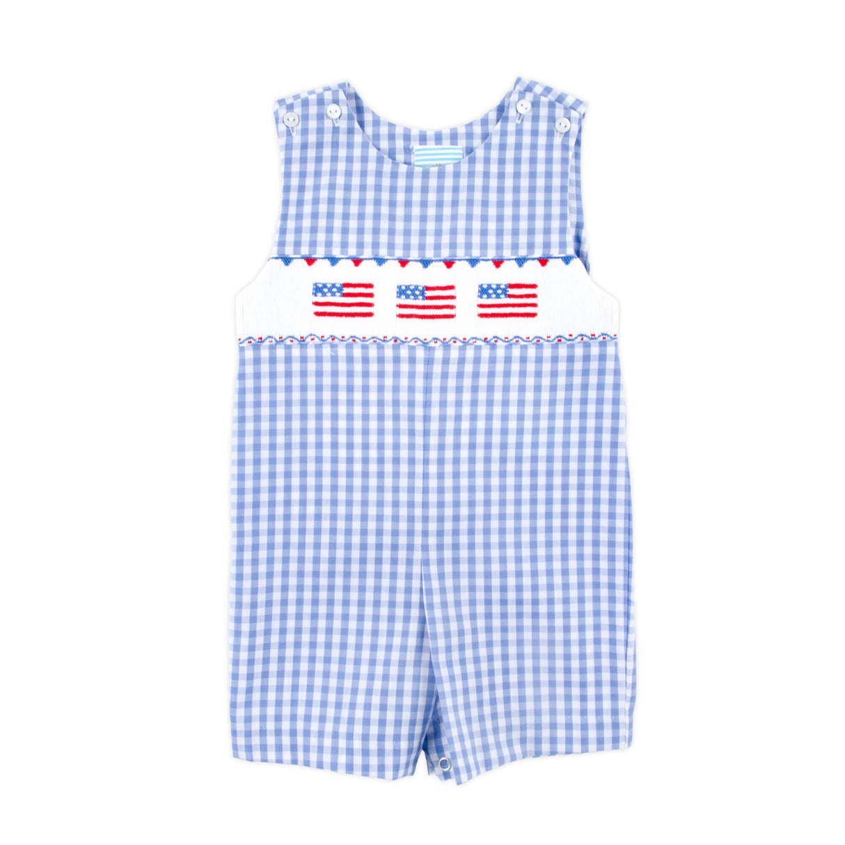 Raise the Flag Blue Gingham Smocked Jon Jon