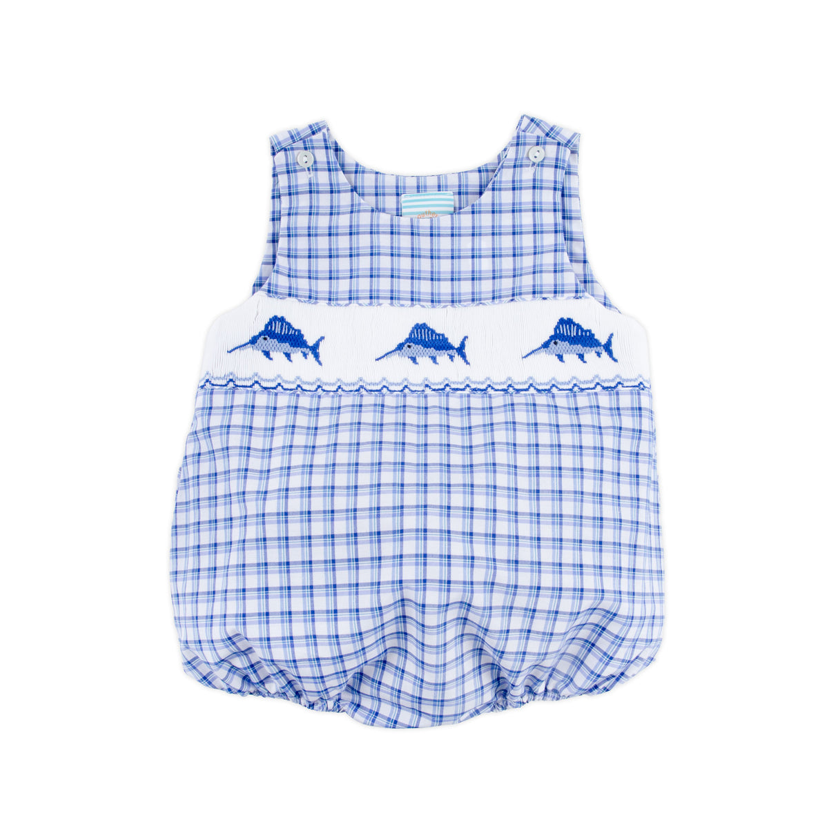 Sailfish Smocked Royal Plaid Sun Bubble