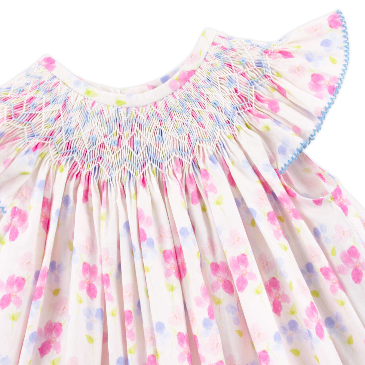 Petal Paradise Geo Smocked Angel Sleeve Dress