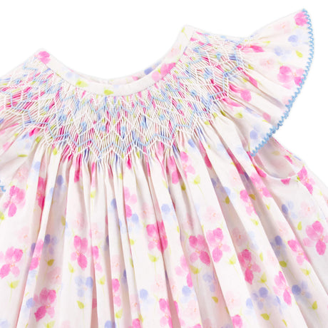 Petal Paradise Geo Smocked Angel Sleeve Dress