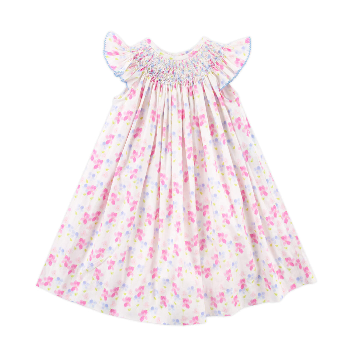 Petal Paradise Geo Smocked Angel Sleeve Dress