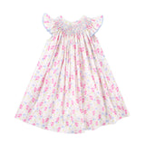 Petal Paradise Geo Smocked Angel Sleeve Dress
