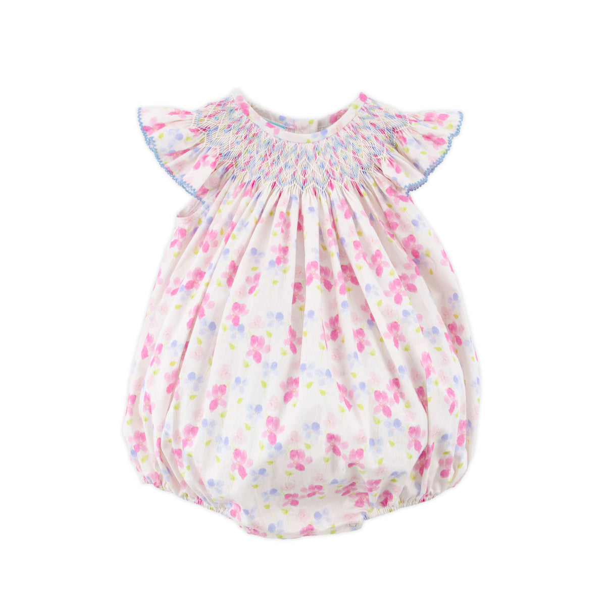 Petal Paradise Geo Smocked Angel Sleeve Bubble