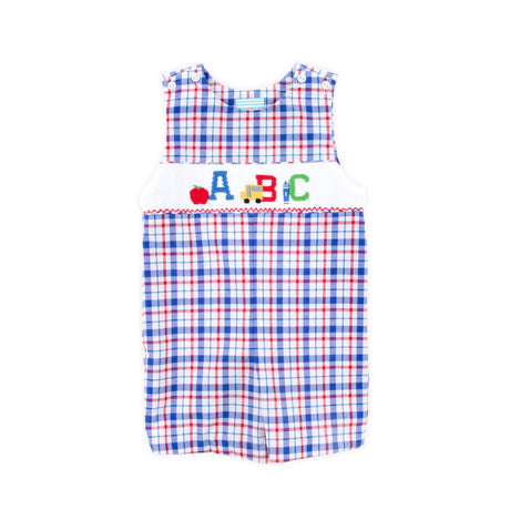 School Days Smocked Navy Plaid Jon Jon