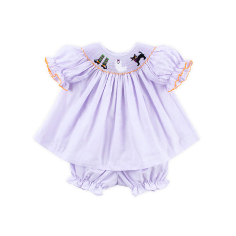Wicked Smocked Lavender Gingham Bishop Bloomer Set