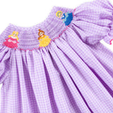 Pretty Princess Smocked Lavender Plaid Bishop Dress