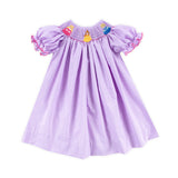 Pretty Princess Smocked Lavender Plaid Bishop Dress