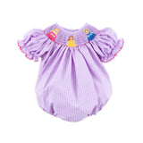 Pretty Princess Smocked Lavender Plaid Bishop Bubble
