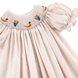 Mallard Smocked Tan Gingham Bishop Dress